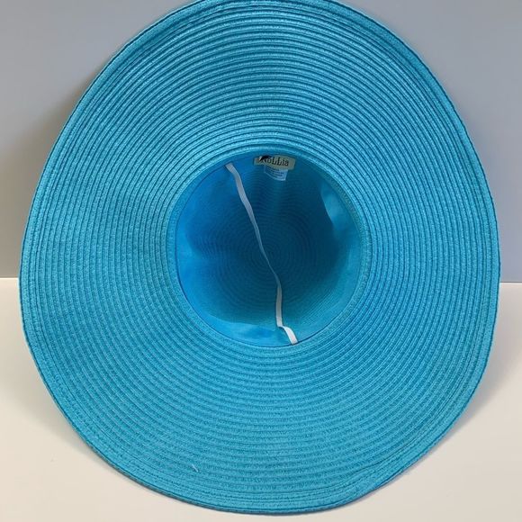 Floppy Straw Sun Hat- 6” Brim- Island Turquoise - Picture 4 of 8